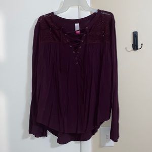 Long sleeve plum blouse. From Target. Cute front tie!